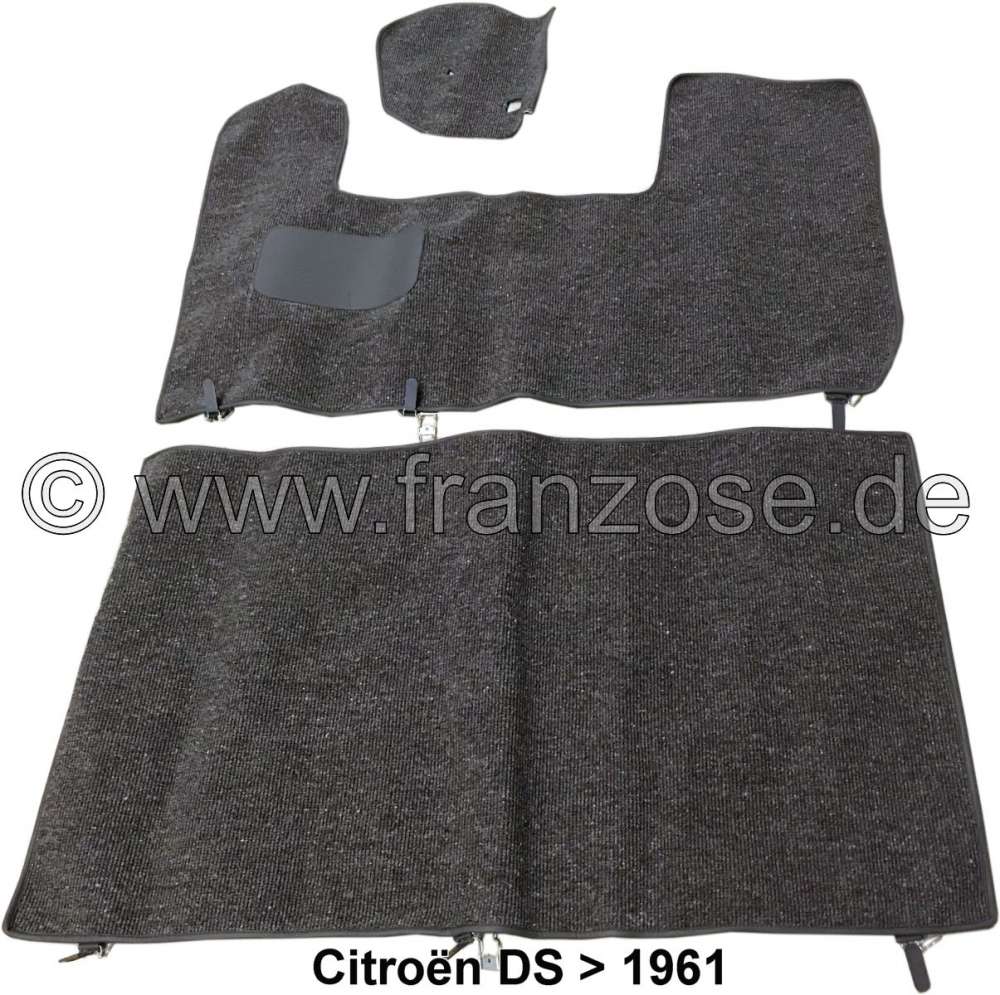 Citroen-DS-11CV-HY - DS >1961, carpet set in dark grey (gris foncée). Original-faithful reproduction! Suitable