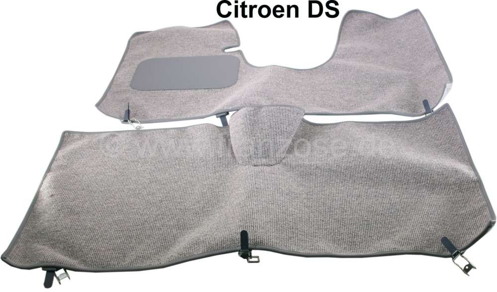 Citroen-DS-11CV-HY - Carpet mat in light-grey. Material optics: Loop-pile. Original-faithful reproduction! Suit