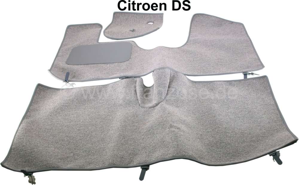 Citroen-DS-11CV-HY - Carpet mat in light-grey. Material optics: Loop-pile. Original-faithful reproduction! Suit