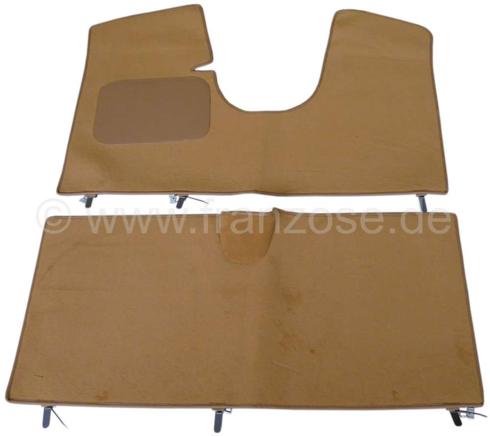 Citroen-DS-11CV-HY - Carpet mat (beige - chamois) in front + rear (substitute for the original carpets). Suitab