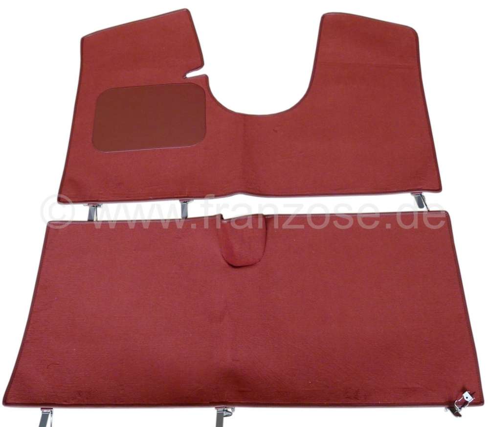 Citroen-DS-11CV-HY - Carpet mat (dark red) in front + rear (substitute for the original carpets). Suitable for 