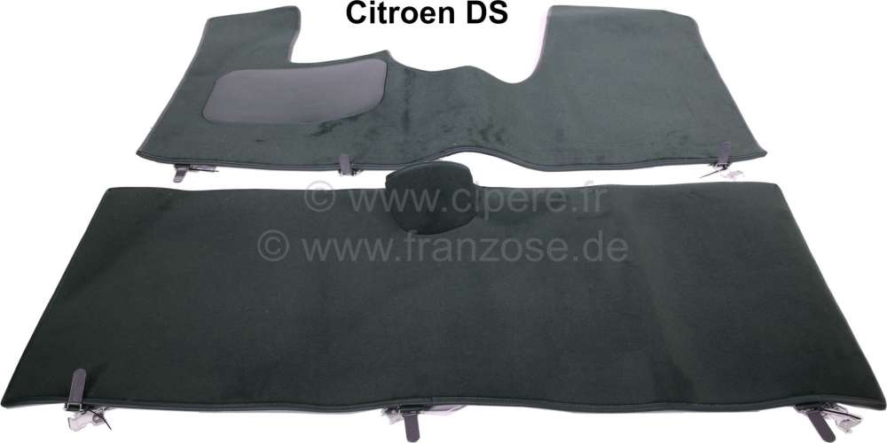 Citroen-2CV - Carpet mat (dark green) in front + rear (substitute for the original carpets). Suitable fo