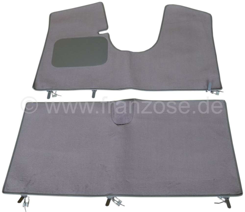 Citroen-DS-11CV-HY - Carpet mat (grey) in front + rear (substitute for the original carpets). Suitable for Citr