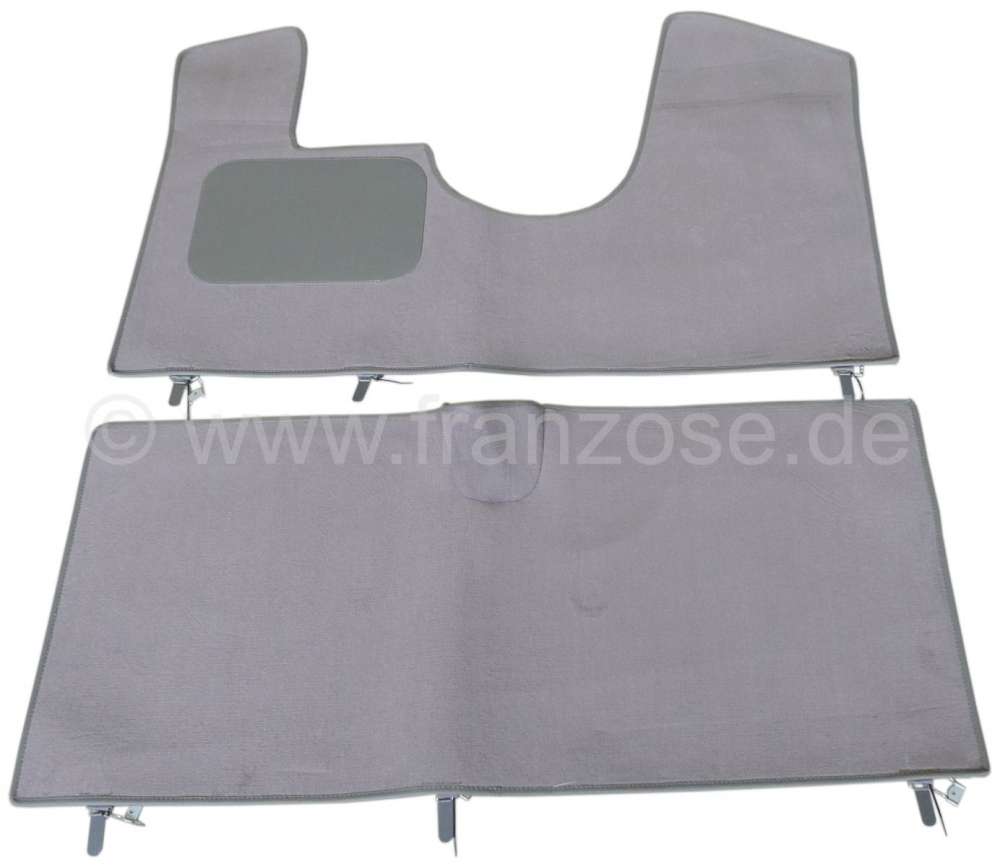 Citroen-DS-11CV-HY - Carpet mat (grey) in front + rear (substitute for the original carpets). Suitable for Citr