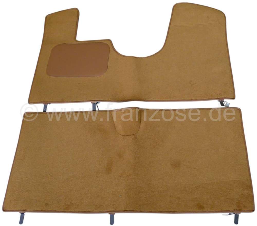 Citroen-DS-11CV-HY - Carpet mat (ocher) in front + rear (substitute for the original carpets). Suitable for Cit