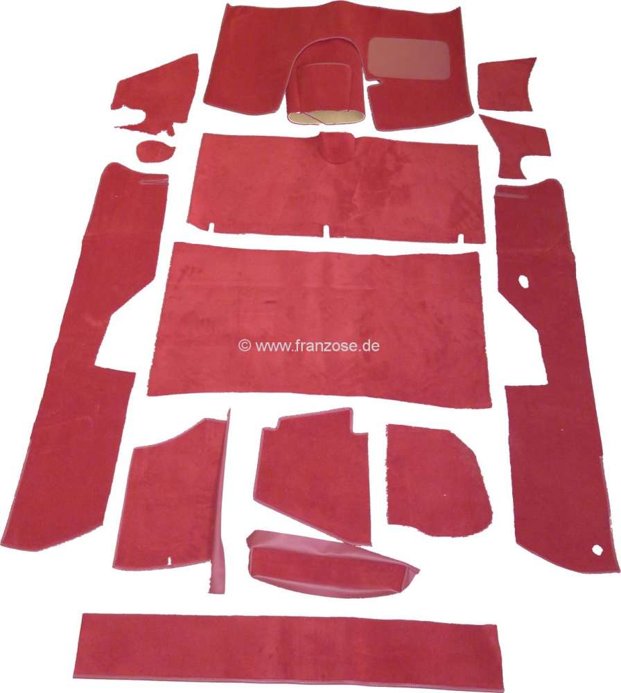 Citroen-DS-11CV-HY - DS Non Pallas, carpet set 14 pieces. Color red. This carpet set is for normal Citroen DS w