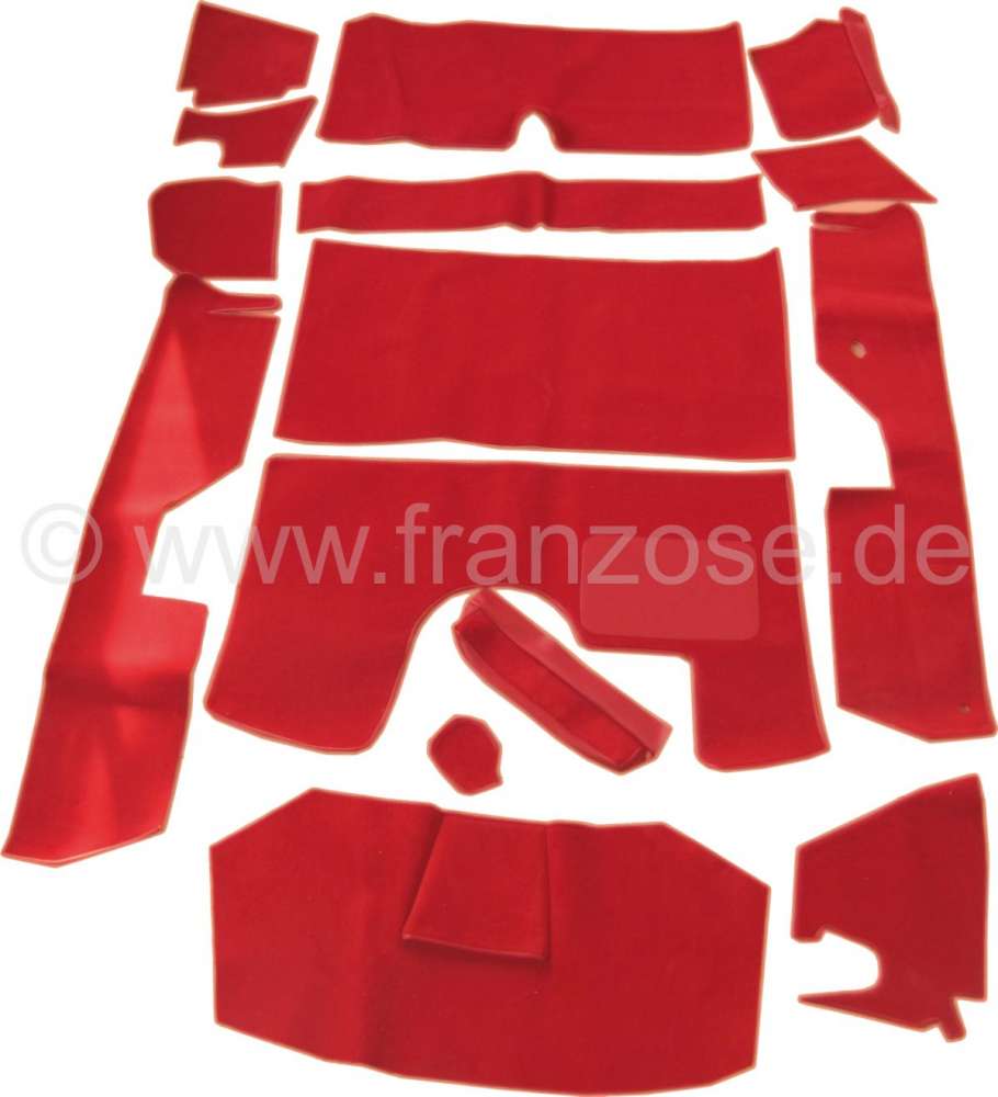 Citroen-2CV - DS Pallas, carpet set 14 pieces, for Citroen DS Pallas. Color: light red (rouge clair).  H