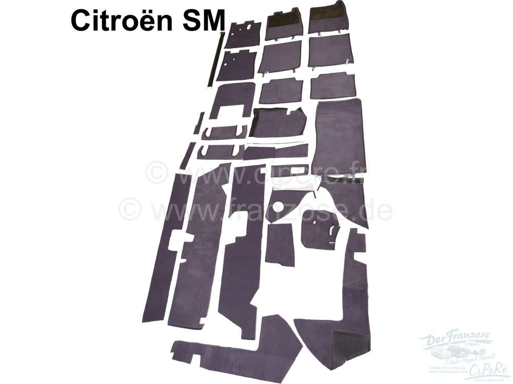 Citroen-DS-11CV-HY - SM, carpet set completely for Citroen SM. Color dark grey, similarly as original. 26 piece