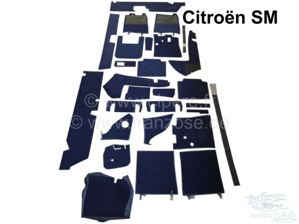 Citroen-DS-11CV-HY - SM, carpet set completely for Citroen SM. Color dark blue, similarly as original. 26 piece