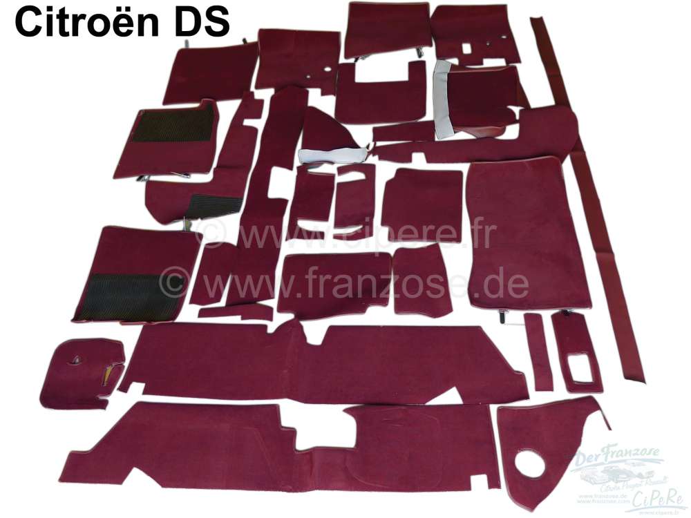 Citroen-DS-11CV-HY - SM, carpet set completely for Citroen SM. Color dark red, similarly as original. 26 pieces