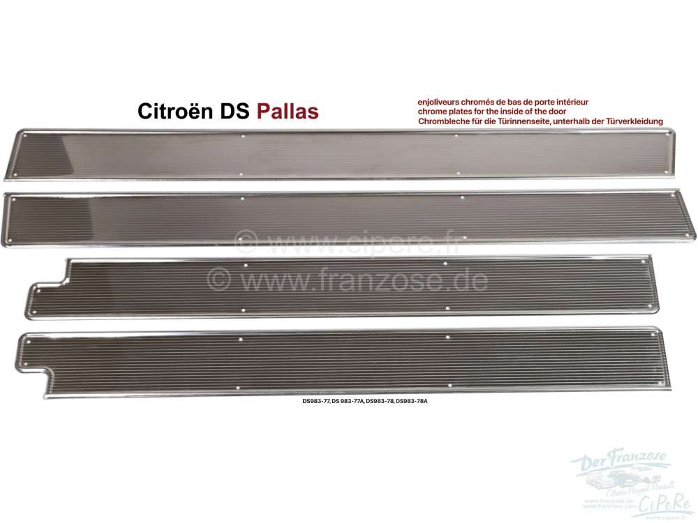 Alle - DS Pallas, chrome plates for the inside of the door, below the door trim. Reproduction, op