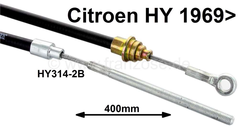Citroen-2CV - Clutch cable, suitable for Citroen HY, starting from year of construction 1969. Overall le