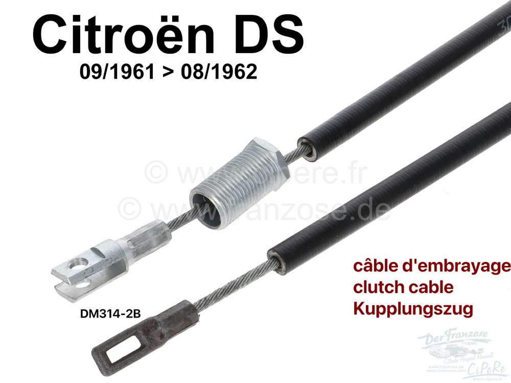 Alle - Clutch cable, suitable for Citroen DS, of year of construction 09/1961 to 08/1962. Or. No.