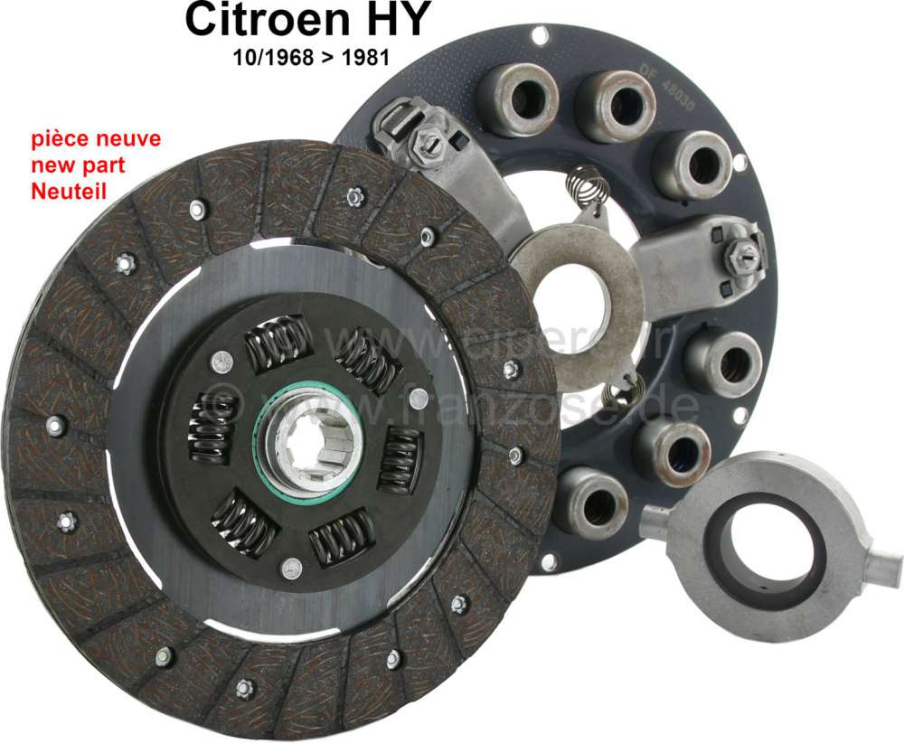 Citroen-DS-11CV-HY - Complete clutch, new parts only. Suitable for Citroen HY, starts from 10/1968 to 1981. Con