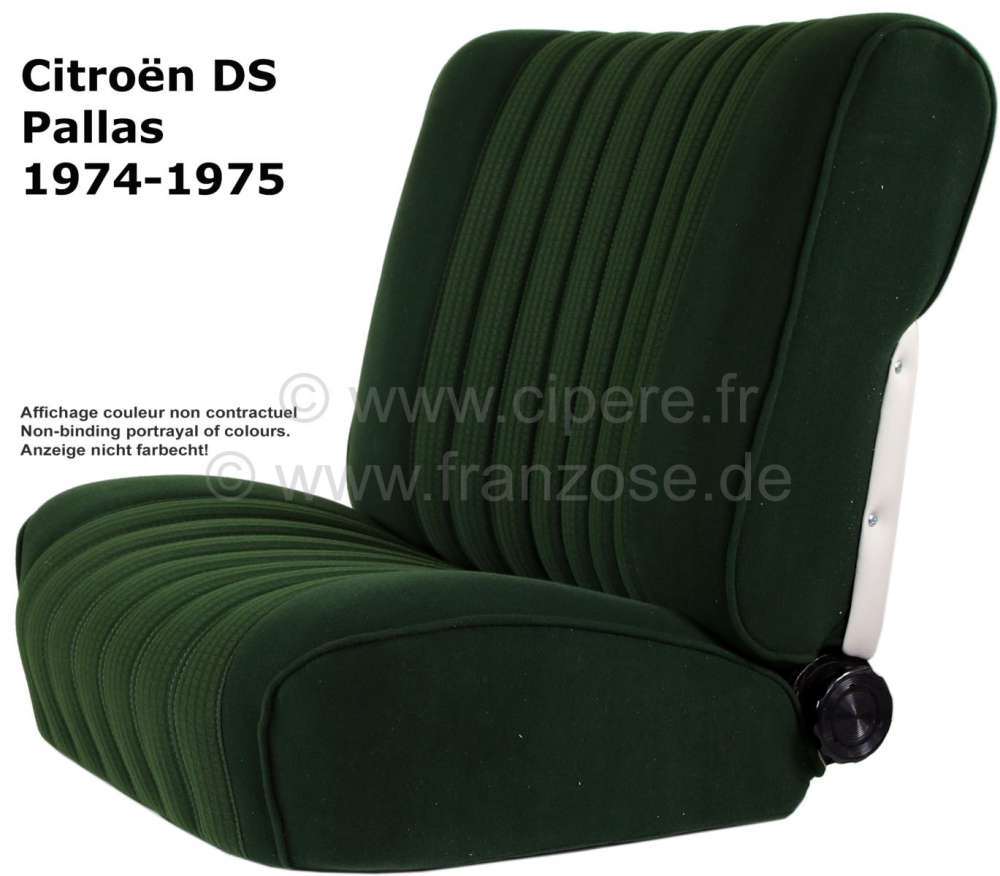 Citroen-DS-11CV-HY - DS Pallas, seat covers front + rear, Citroen DS Pallas 1974>1975, colour dark green (vert 