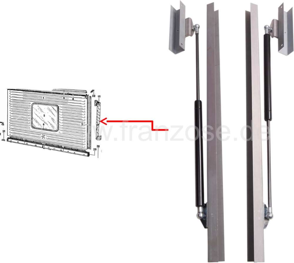 Citroen-DS-11CV-HY - Conversion kit for the upper rear flap. Suitable for Citroen HY. This conversion kit conta