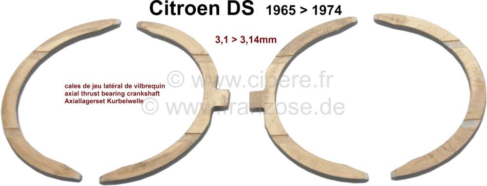 Citroen-2CV - Axial-thrust bearing set for the crankshaft. Suitable for Citroen DS, starting from year o