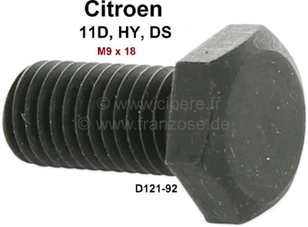 Peugeot - Flywheel screw. M9 x 18mm. Suitable for Citroen 11D, Citroen HY > 06/1962. Citroen DS > 06