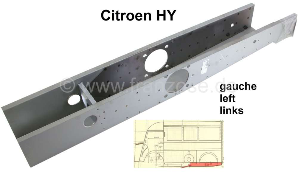 Citroen-DS-11CV-HY - Cross-beam left, under the vehicle floor. At the height of the rear axle. Suitable for Cit