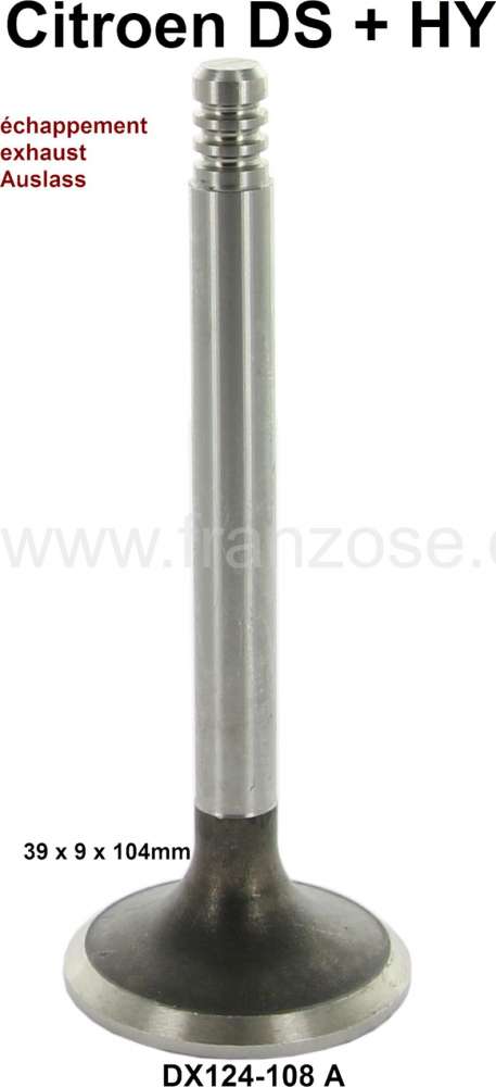 Alle - Exhaust valve, for Citroen DS + HY. Dimension: 39x9x104mm, the valves have 3 grooves for t