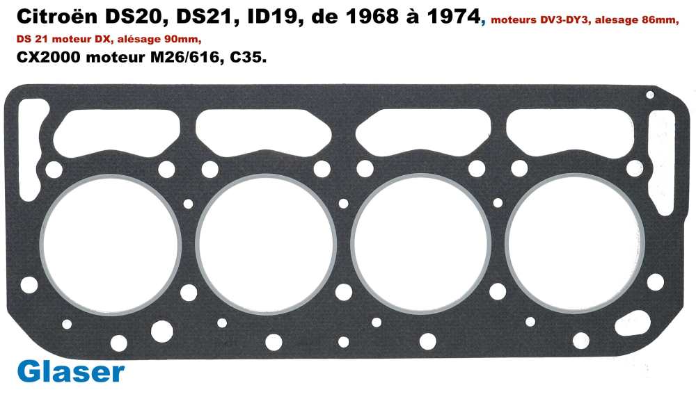 Sonstige-Citroen - Cylinder head gasket, suitable for Citroen ID19, DS20, DS21. Installed from year of constr