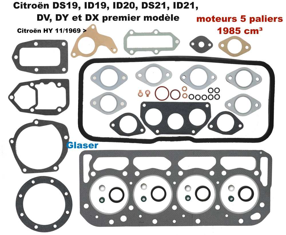 Sonstige-Citroen - Cylinder head gasket set. Suitable for Citroen ID19, ID20, DS20, DS21, ID21. For engines: 