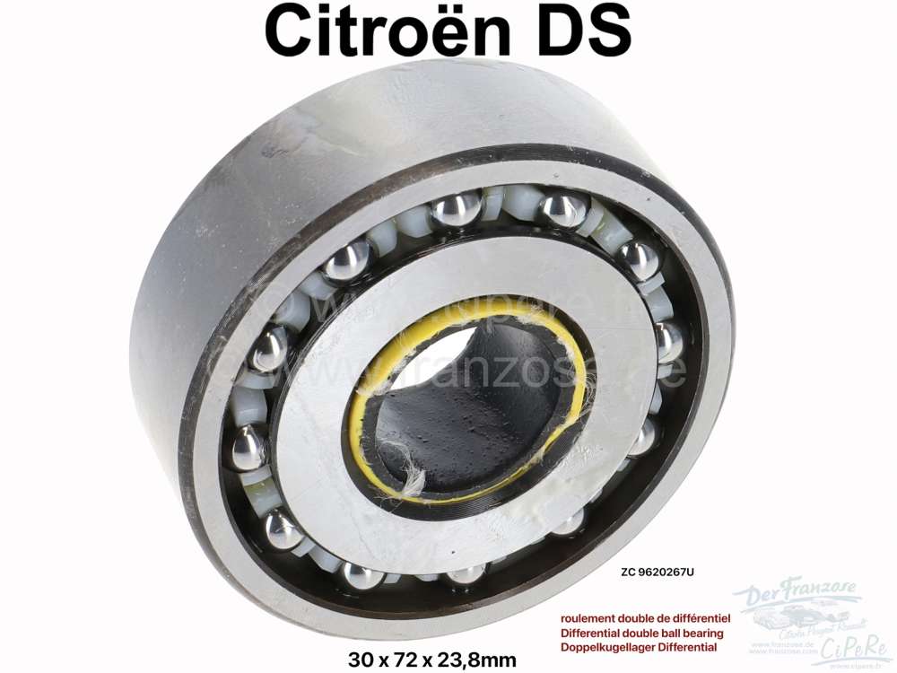 Citroen-DS-11CV-HY - Differential double ball bearing (bearing, for the connection of the drive shaft). Suitabl