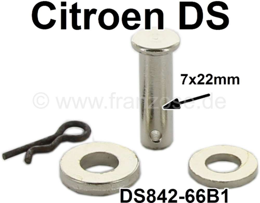 Citroen-DS-11CV-HY - Door check strap on the rear: Pin with disks and securing clip. Version for Citroen DS Pal