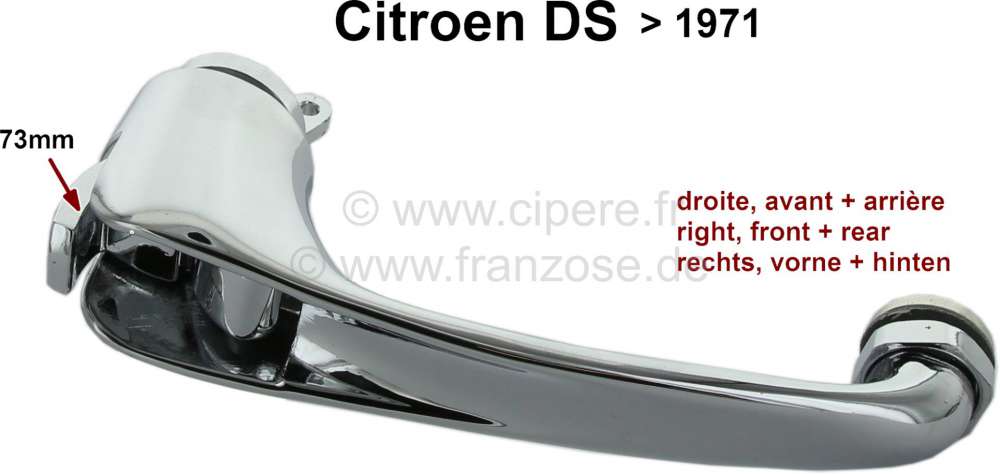 Citroen-DS-11CV-HY - Door handle inside on the right. Suitable for Citroen DS, up to year of construction 1971.