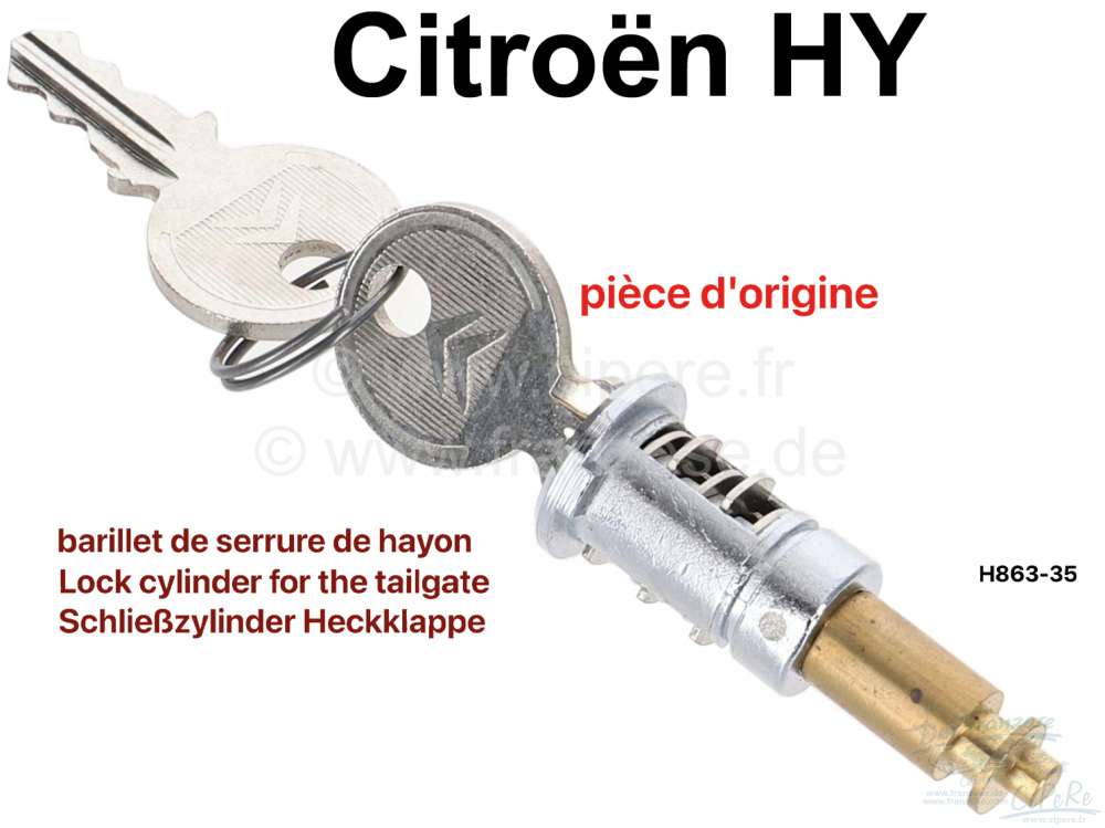 Citroen-DS-11CV-HY - Lock cylinder for the tailgate. Original Citroen, no replica. Or. No. H863 35