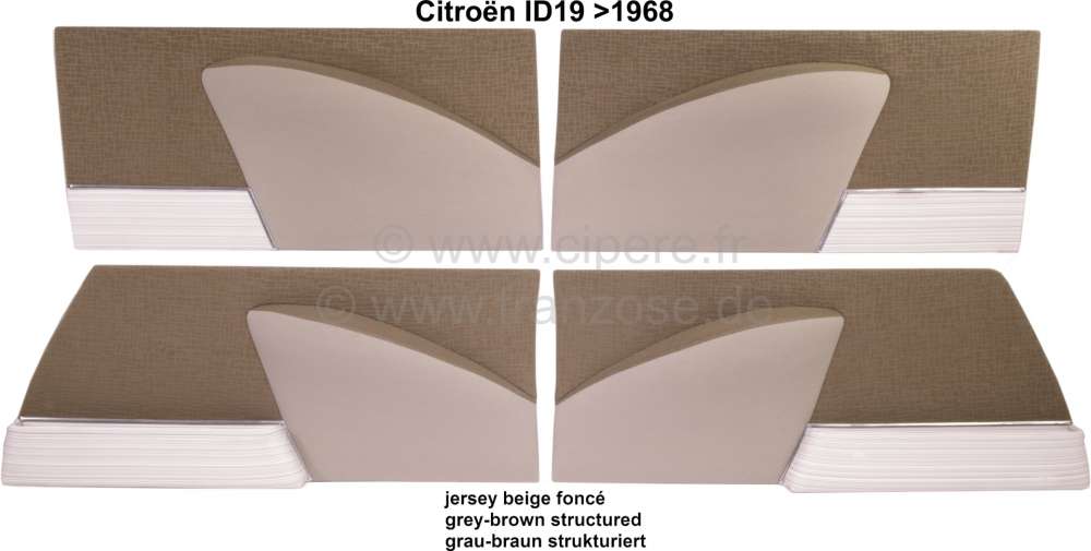 Citroen-DS-11CV-HY - ID19 >68, door linings (4 item). Suitable for Citroen ID19, up to year of construction 196