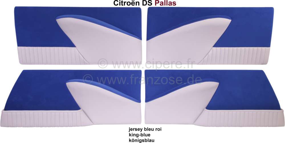 Sonstige-Citroen - DS Pallas, door linings (4 item). Suitable for Citroen DS Pallas. Color: king-blue (bleu r