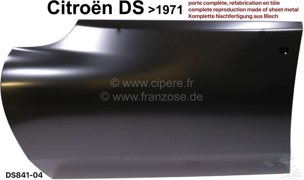 Citroen-2CV - Door front left (new part). Suitable for Citroen DS, up to year of manufacture 12/1970 (ra