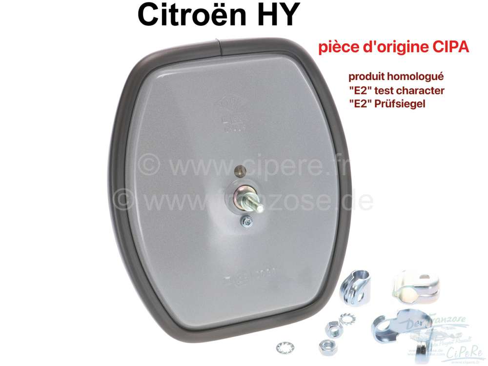 Alle - Mirror with securing clip, without fixture arm. Suitable for Citroen HY, to year of constr