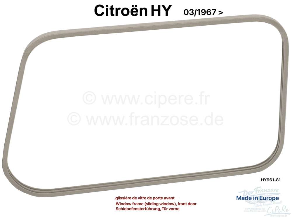 Citroen-DS-11CV-HY - Window frame (sliding window), for the front door. Per piece. Suitable for Citroen HY, sta