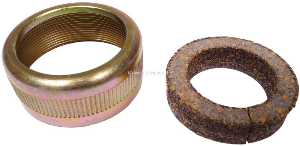 Citroen-DS-11CV-HY - Connector nut centrically for drive shaft, Citroen 11CV. With cork seal. Or.Nr.380655 + 38