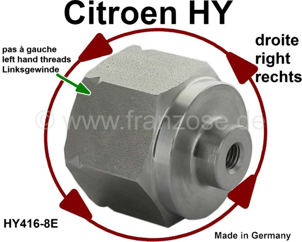 Alle - Drive shaft nut right (left-hand thread). Suitable for Citroen HY. Or. No. H4168E. Torque: