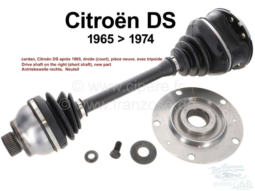 Citroen-2CV - Drive shaft on the right (short shaft). Suitable for Citroen DS, starting from year of con