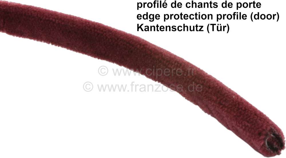 Peugeot - Edge protection profile universal, by meter (door seal body-laterally). Velour dark red. C