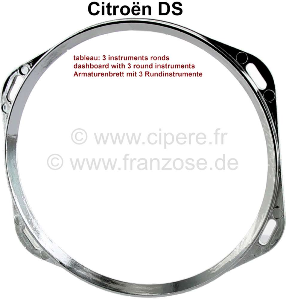 Citroen-DS-11CV-HY - Chrome trim (from synthetic) for the round instruments of the dashboard (as substitute for