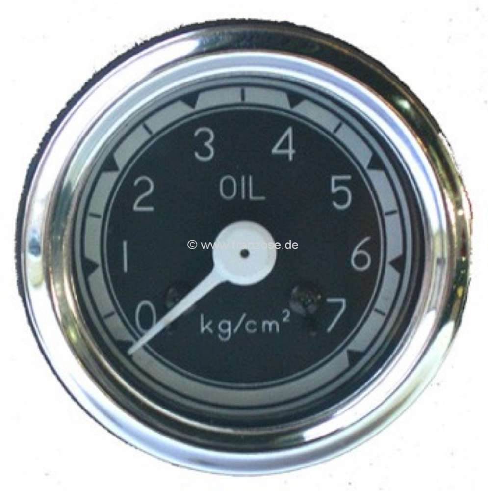 Citroen-DS-11CV-HY - Oil pressure gauge, dial in black. Suitable for Citroen 11CV + 15CV. Mechanically triggere
