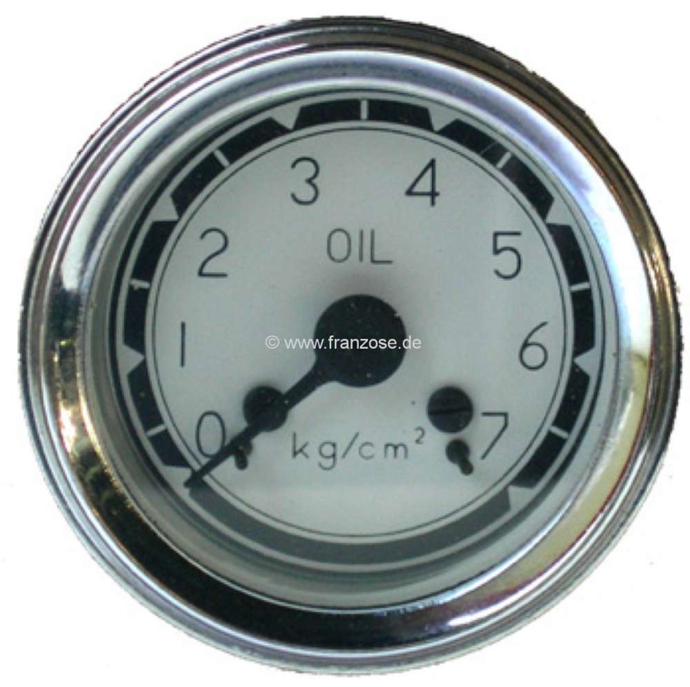 Citroen-DS-11CV-HY - Oil pressure gauge, dial in white. Suitable for Citroen 11CV + 15CV. Mechanical triggered!