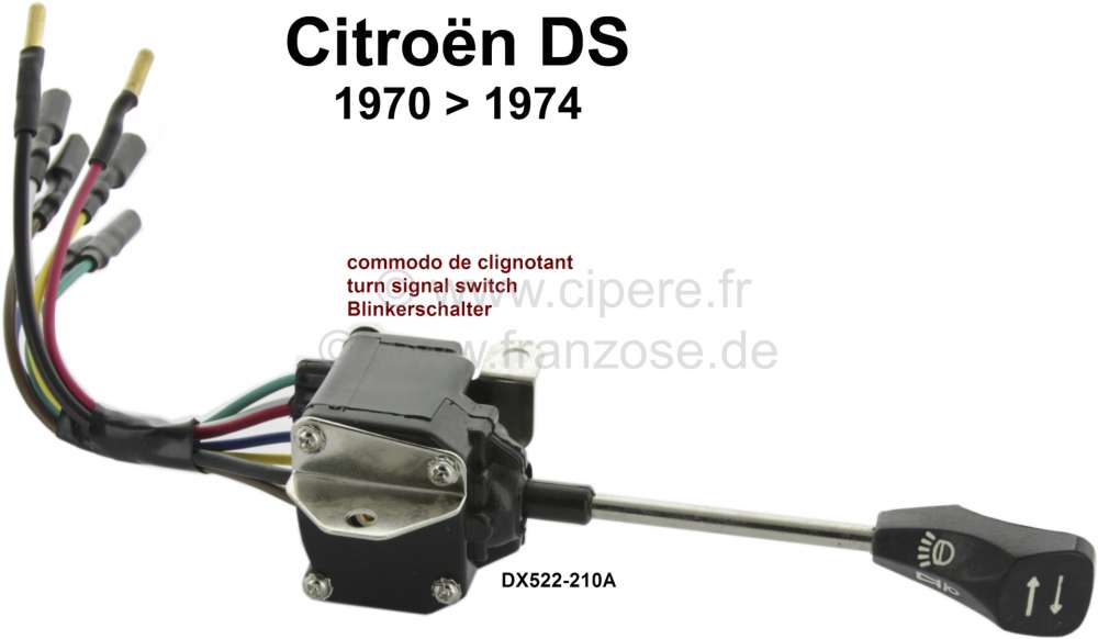 Alle - Turn signal switch, suitable for Citroen DS. Final version (for the dashboard with 3 round