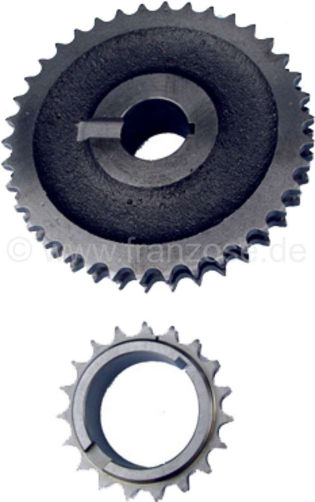 Citroen-DS-11CV-HY - Spur gear set, suitable for Citroen 11D, ID19, DS19, HY. 38 teeth. Or. No. 457347 + 461178