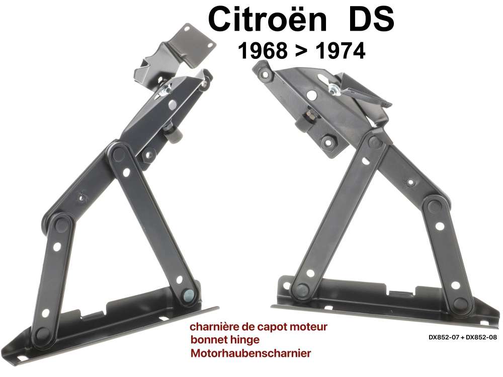 Citroen-DS-11CV-HY - Bonnet hinge (1x left + 1x right). Suitable for Citroen DS, from year of construction 1968