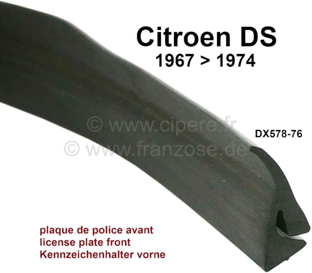 Citroen-2CV - License plate handle in front. Seal rubber for the seal to the front lining. Suitable for 