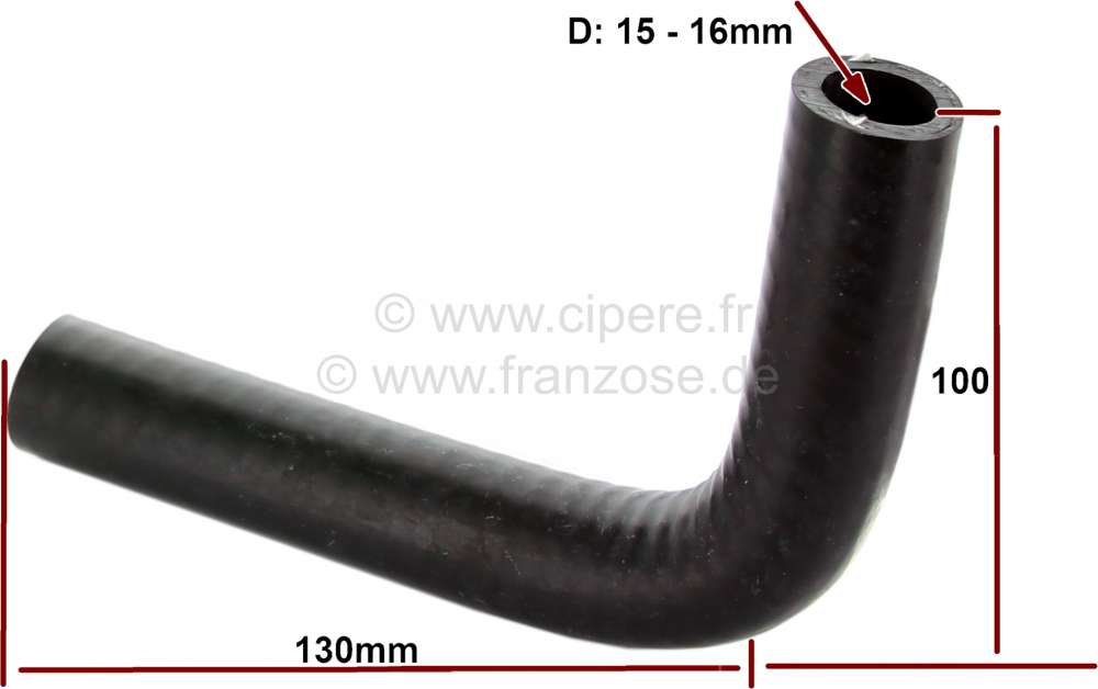 Citroen-DS-11CV-HY - Universal radiator hose 90° sheet. Inside diameter: 15,0 > 16,0mm. Outside diameter: 25mm