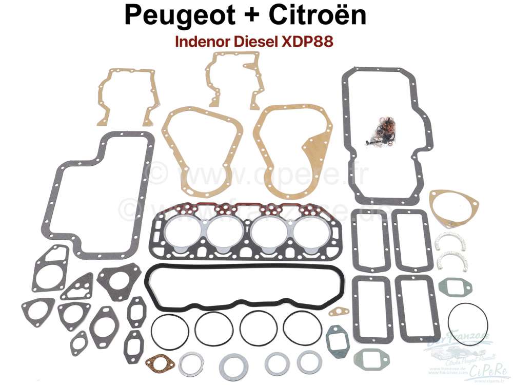 Peugeot - P 404/504/HY, engine gasket set Indenor Diesel XDP88. Bore 94mm. Suitable for Citroen HY D