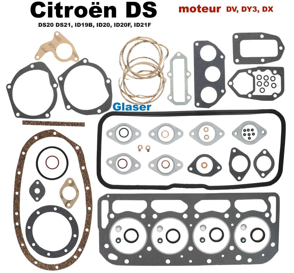Citroen-DS-11CV-HY - Engine gasket set inclusive cylinder head gasket, suitable for Citroen DS20, DS21, ID19B, 