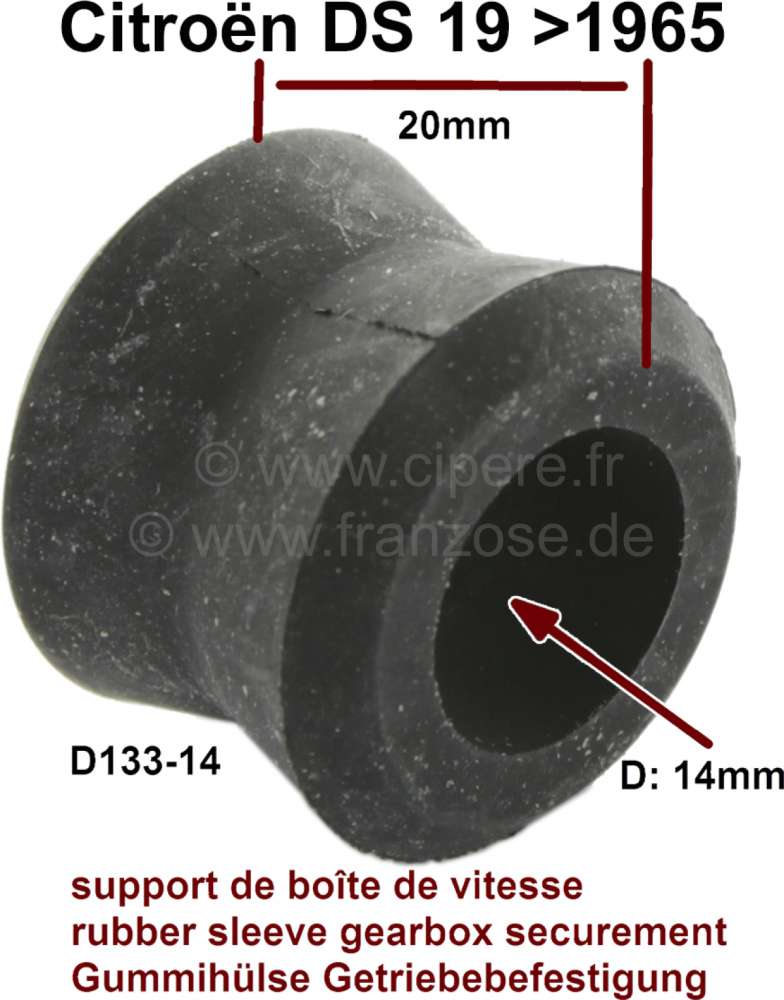Citroen-DS-11CV-HY - Rubber sleeve (Diabolo) for the gearbox securement, fitting for the left and right securem